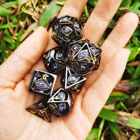 Dragon's Eye Hollow Metal Dice Set - Purple Gems