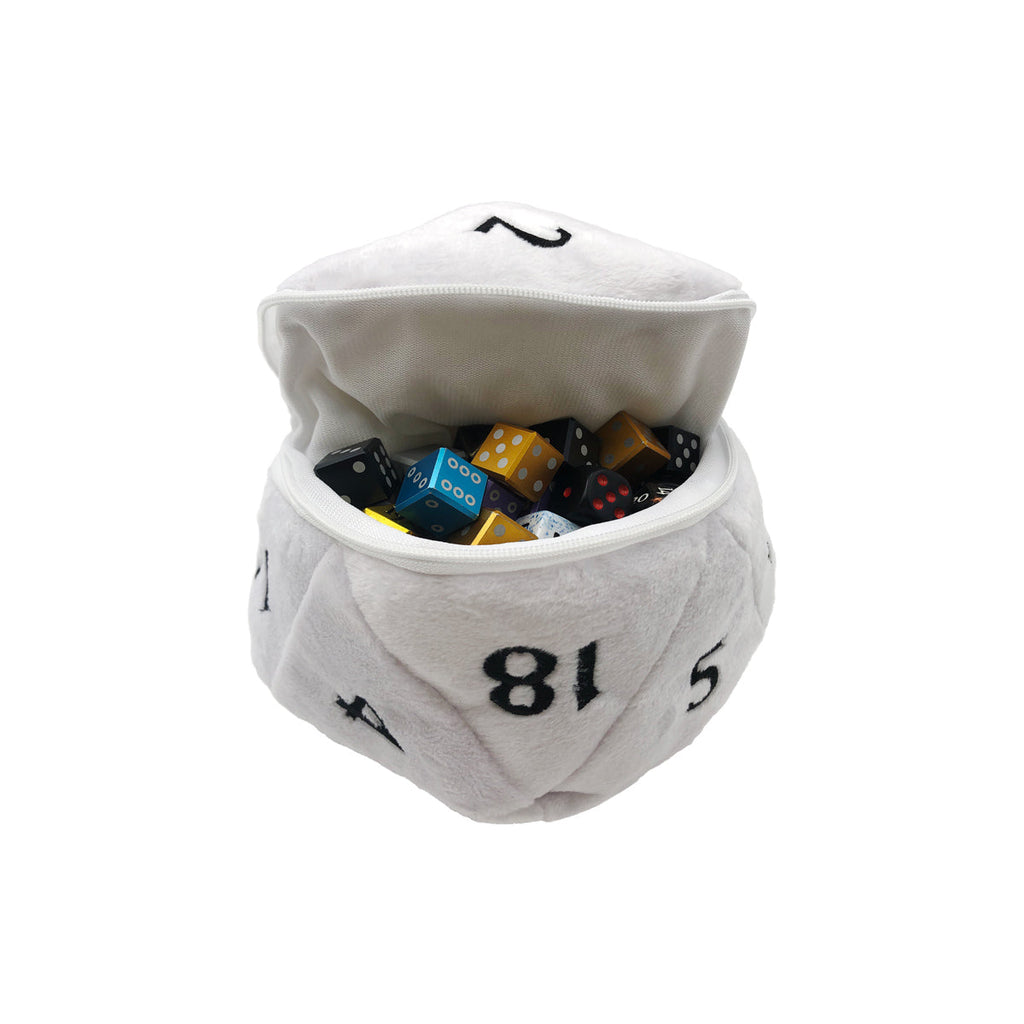 D20 Plush Dice Bag - White