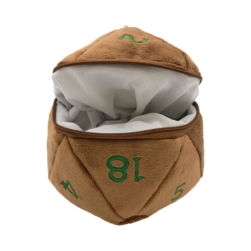 D20 Plush Dice Bag - D&D Feywild Copper and Green