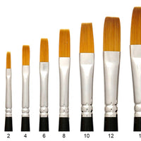 Trekell Golden Taklon Long Handle Artist Brushes - Synthetic Bristles for Acrylic and Oil Painting