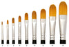 Trekell Golden Taklon Long Handle Artist Brushes - Synthetic Bristles for Acrylic and Oil Painting