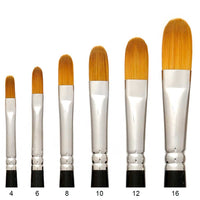 Trekell Golden Taklon Long Handle Artist Brushes - Synthetic Bristles for Acrylic and Oil Painting