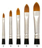 Trekell Golden Taklon Long Handle Artist Brushes - Synthetic Bristles for Acrylic and Oil Painting