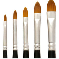 Trekell Golden Taklon Long Handle Artist Brushes - Synthetic Bristles for Acrylic and Oil Painting