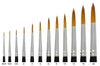 Trekell Golden Taklon Long Handle Artist Brushes - Synthetic Bristles for Acrylic and Oil Painting