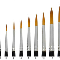 Trekell Golden Taklon Long Handle Artist Brushes - Synthetic Bristles for Acrylic and Oil Painting