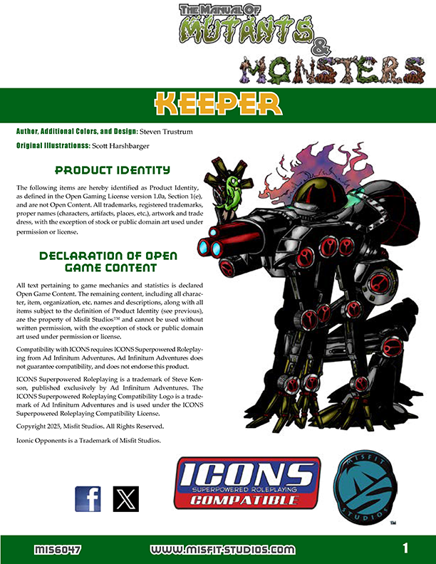 The Manual of Mutants & Monsters: Keeper for Icons