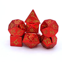 Red Chrome with Gold Solid Metal Barbarian Dice Set