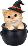 Halloween Witches's Orange Tabby in Cauldron