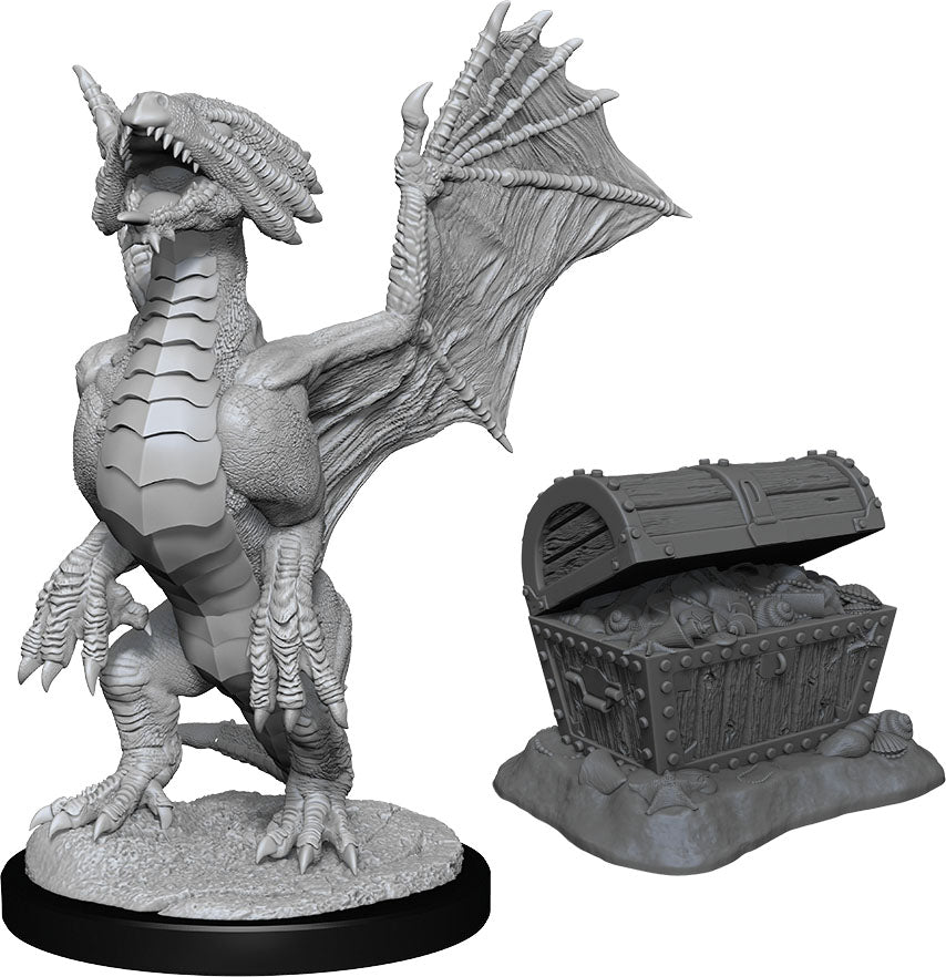 D&D: Nolzur's Marvelous Miniatures - Bronze Dragon Wyrmling & Pile of Sea found Treasure