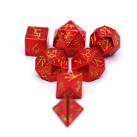 Red Chrome with Gold Solid Metal Barbarian Dice Set
