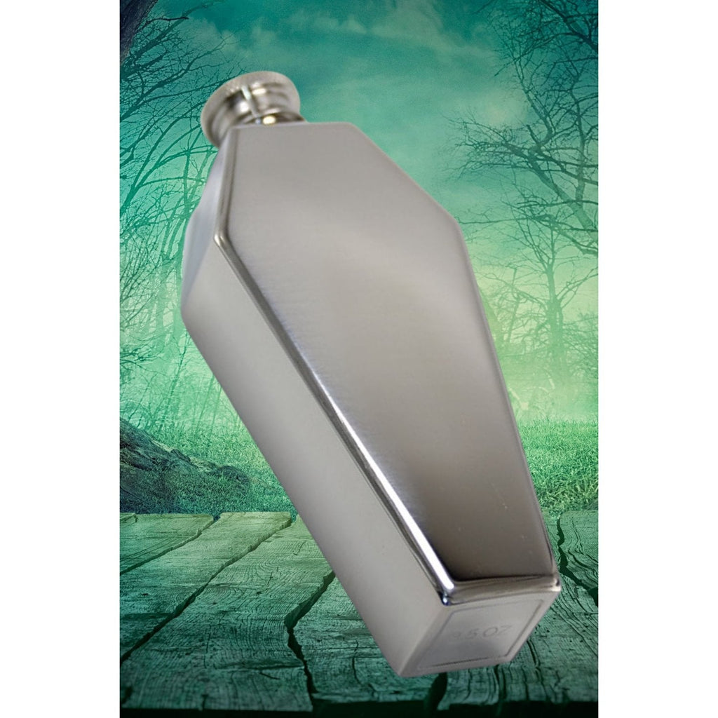 Coffin Flask in Silver or Black | The Apocalypse Drinking Vessel of Choice | Stainless Steel