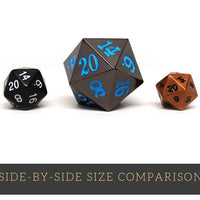 35mm Over Sized Gunmetal Powder Blue D20 Dice - Single Die