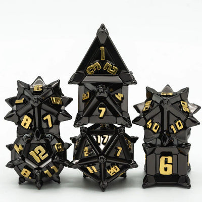 Pinwheel Metal 7 Piece Polyhedral Dice Set With Bag