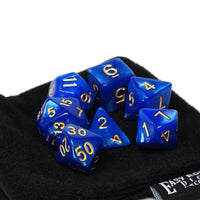 Royal Blue Marble Dice Collection - 7 Piece Set