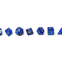 Royal Blue Marble Dice Collection - 7 Piece Set