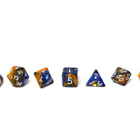 Blue and Amber Granite Dice Collection - 7 Piece Set