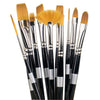 Trekell Golden Taklon Short Handle Artist Brushes for Acrylic and Watercolor Painting