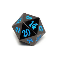 35mm Over Sized Gunmetal Powder Blue D20 Dice - Single Die