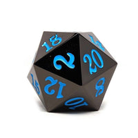 35mm Over Sized Gunmetal Powder Blue D20 Dice - Single Die