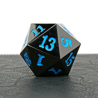 35mm Over Sized Gunmetal Powder Blue D20 Dice - Single Die