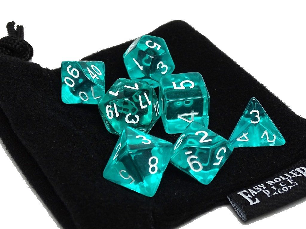 Teal Translucent Dice - 7 Piece Set