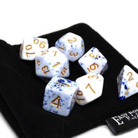 Blue and White Speckle Dice Collection - 7 Piece Set