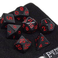 Black Opaque with Red Numbering Dice Collection - 7 Piece Set