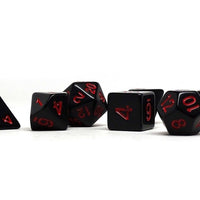 Black Opaque with Red Numbering Dice Collection - 7 Piece Set