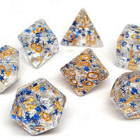 Translucent Starburst with Gold Numbering Dice Collection - 7 Piece Set