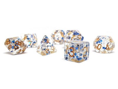 Translucent Starburst with Gold Numbering Dice Collection - 7 Piece Set