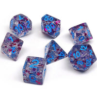 Translucent Starburst with Powder Blue Numbering Dice Collection - 7 Piece Set