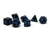 Black Opaque with Blue Numbering Dice Collection - 7 Piece Set