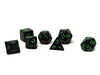 Black Opaque with Green Numbering Dice Collection - 7 Piece Set