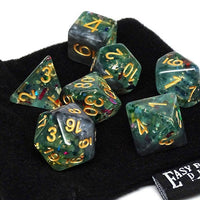 Marble with Green Glitter - Gold Font - 7 Piece Set