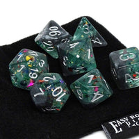 Marble with Green Glitter - Silver Font - 7 Piece Set