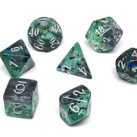 Marble with Green Glitter - Silver Font - 7 Piece Set