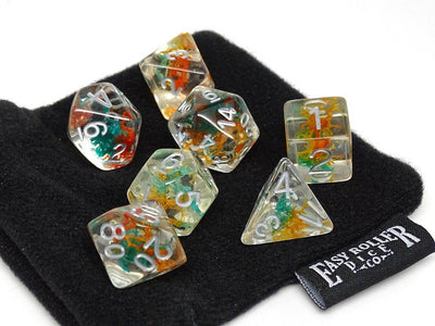 Translucent Neuron Teal and Orange Dice Collection - 7 Piece Set