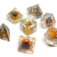 Translucent Neuron Brown and Amber Dice Collection - 7 Piece Set