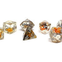 Translucent Neuron Brown and Amber Dice Collection - 7 Piece Set