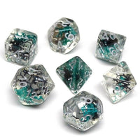 Translucent Neuron Green and Black Dice Collection - 7 Piece Set