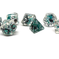 Translucent Neuron Green and Black Dice Collection - 7 Piece Set