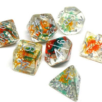 Translucent Neuron Teal and Orange Dice Collection - 7 Piece Set