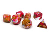 Pink, Brown, and White Marble Dice Collection - 7 Piece Set