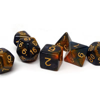 Orange and Blue Marble Dice Collection - 7 Piece Set