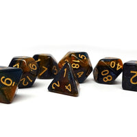 Orange and Blue Marble Dice Collection - 7 Piece Set