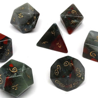 African Bloodstone Dice Set - Gold Elvenkind