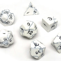 Stone Dice Collection - White Howlite - Elvenkind Font