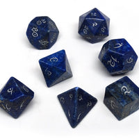 Stone Dice Collection - Lapis with Silver Numbering - Elvenkind Font