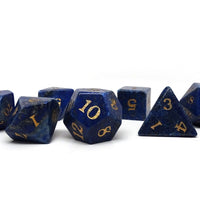 Stone Dice Collection - Lapis with Gold Numbering - Signature Font